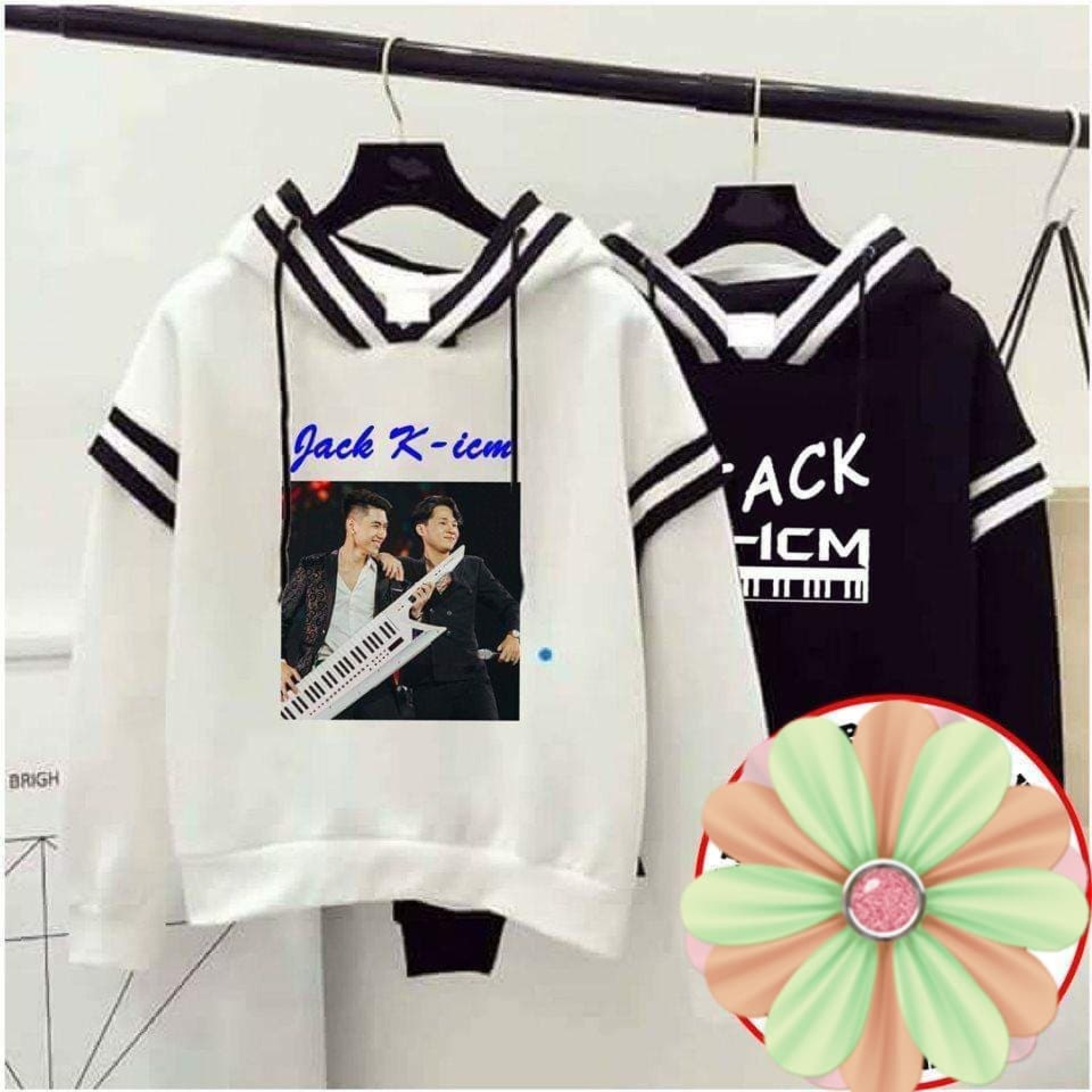 Áo hoodie JACK K-ICM viền mũ phối viền tay in theo yêu cầu miễn phí