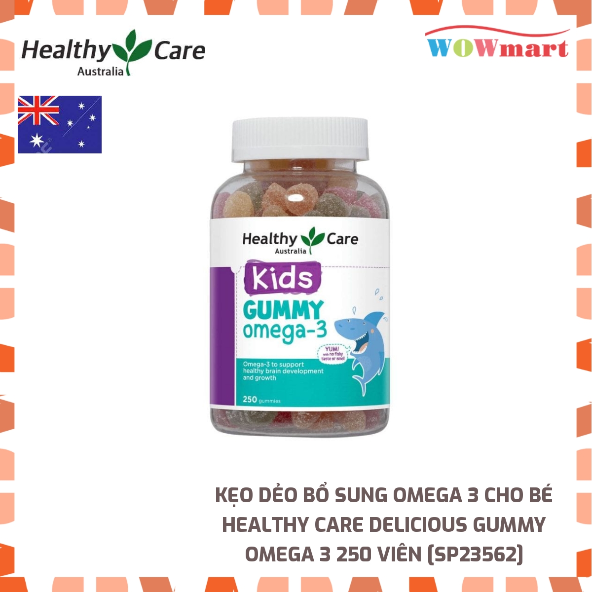 Kẹo dẻo bổ sung Omega 3 cho bé Healthy Care Delicious Gummy Omega 3 250 viên -