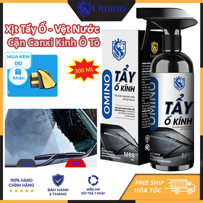 Chai Tẩy Ố Kính Ô Tô Xe Máy OMINO M98 300ml - Tẩy Cặn Canxi Vệt Nước - Vệ Sinh Gương Kính Chiếu Hậu