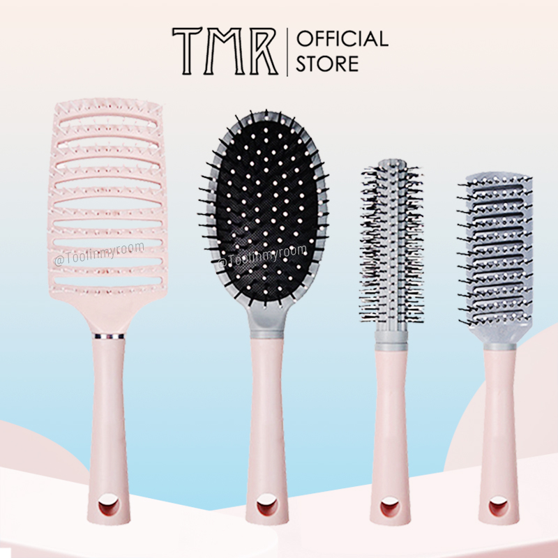 Lược chải tóc gỡ rối angel pink tmr lược massge có túi đêm khí, lược chuyên dụng cho tóc xoăn, hồng xinh xắn