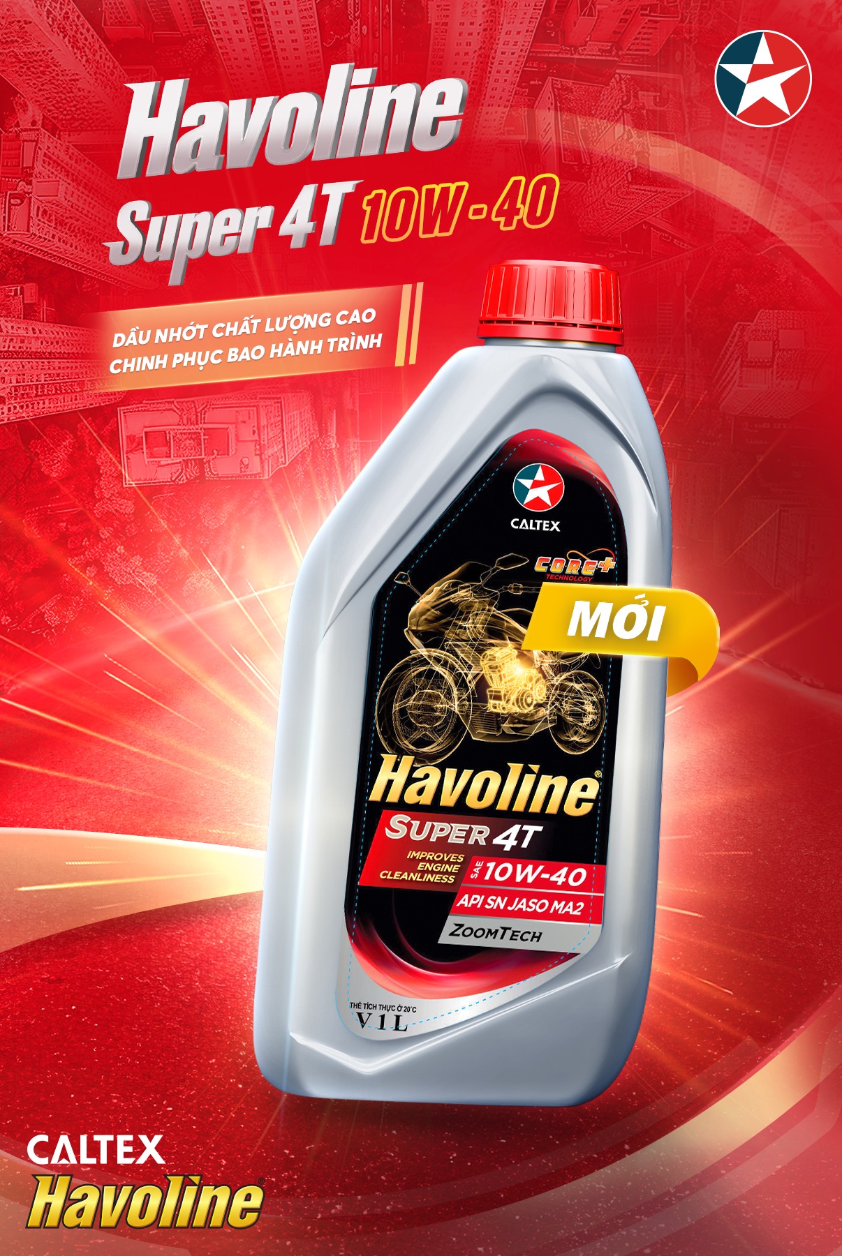 Nhớt xe số gốc khoáng Caltex Havoline Super4T 10w40