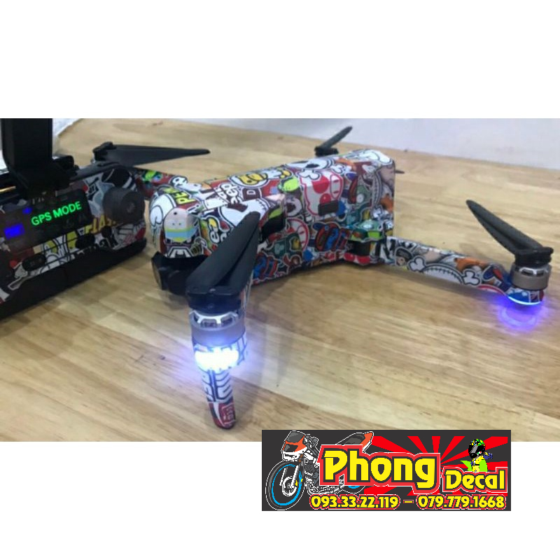 Skin Decal Dán Flycam F11S 4K Pro - Full Body - Sticker Hoạt Hình ( Dán 2 Pin )