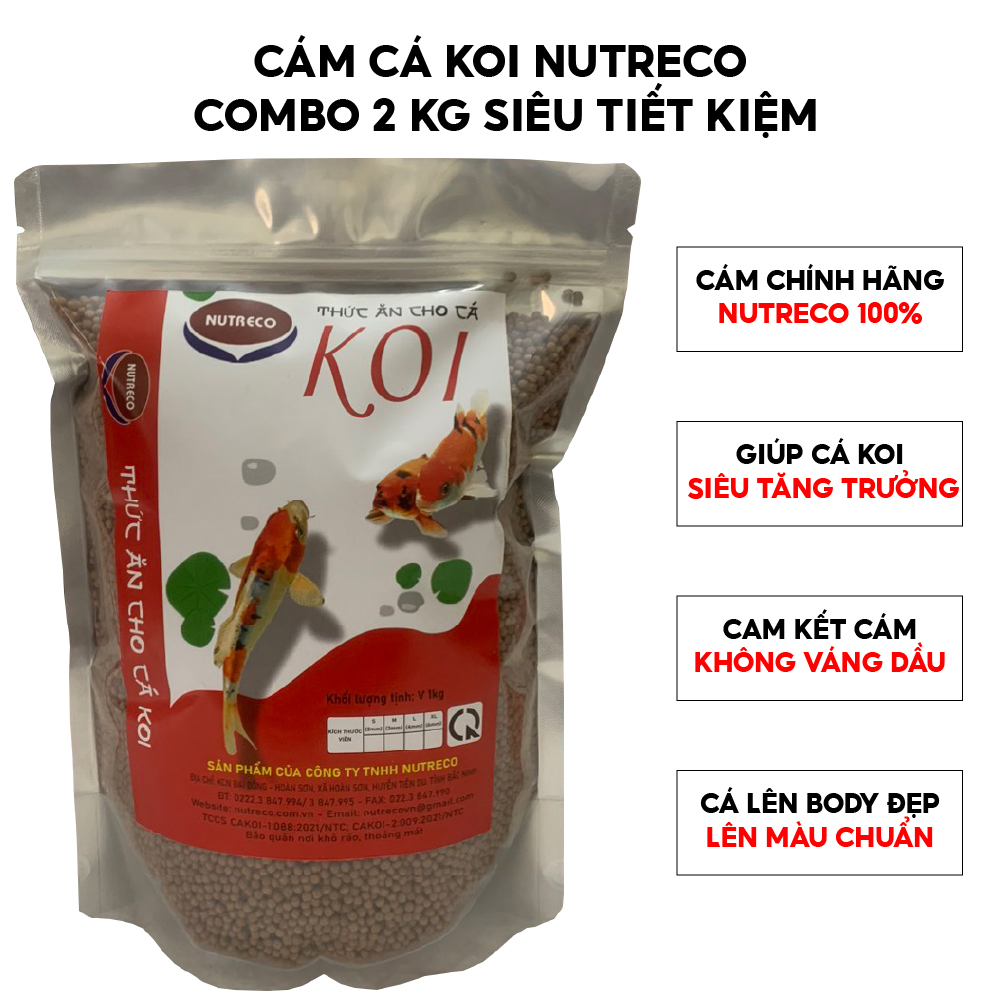 Cám Cá Koi Nutreco 2kg  42% Đạm Không váng dầu, độ đạm cao, thức ăn cá koi Nutreco