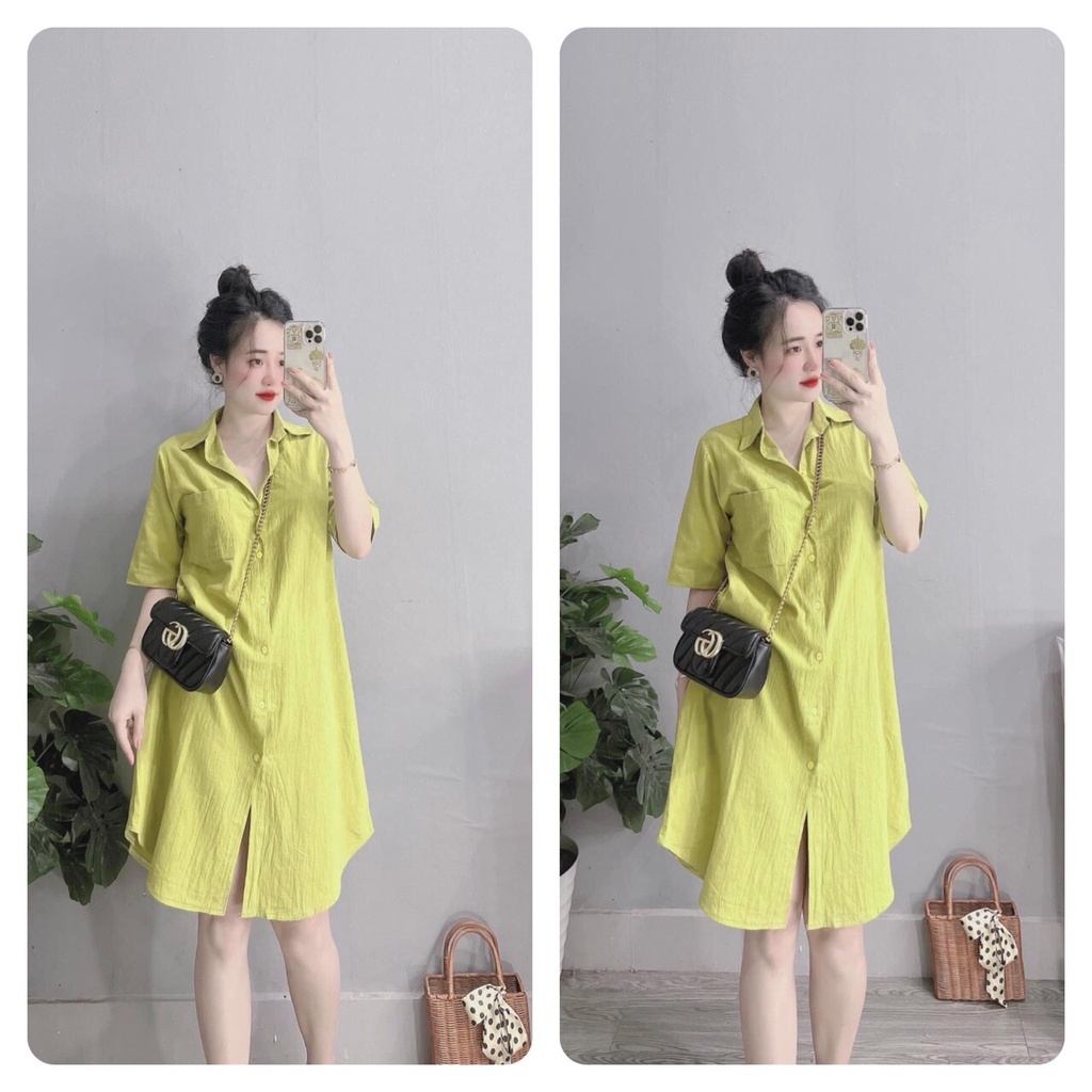 Đầm bigsize, đầm bầu công sở xanh bơ hot trend đuôi tôm