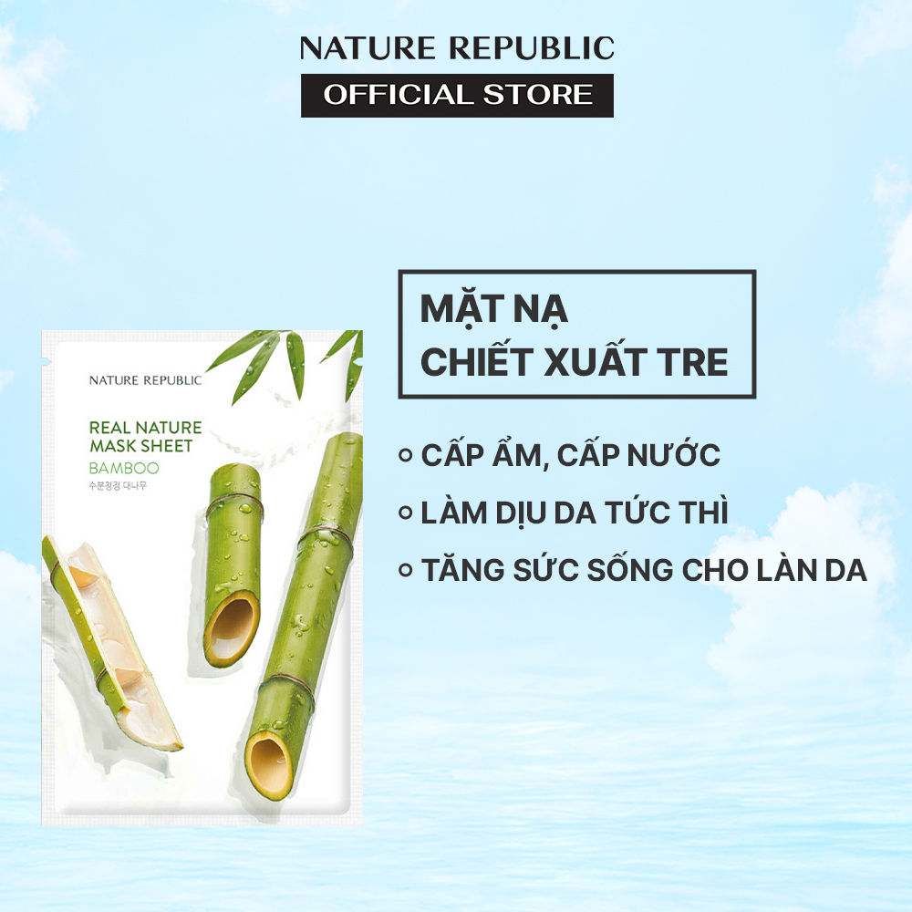 Nature Republic Mặt nạ giấy dưỡng ẩm, cấp nước cho da Real Nature Bamboo Mask Sheet 23ml