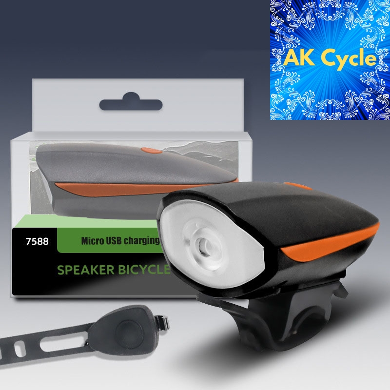 [AK Cycle] Đèn Còi Xe Đạp 7588 - AK Cycle , AK01. Siêu Sáng , Còi To , 3 Chế Độ Sáng và 3 Kiểu Còi ,Dùng cho tất cả các dòng xe đạp,Lắp ráp dễ dàng, Chống thấm nước , Tặng kèm cáp sạc 19k.