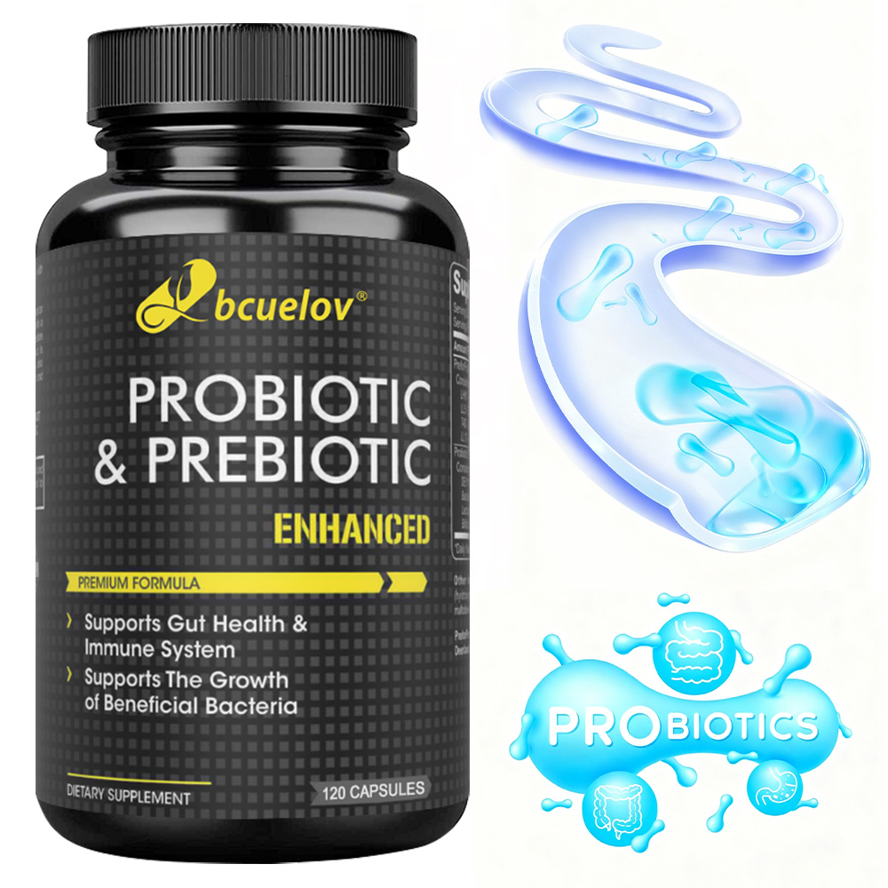 Thực phẩm chức năng Bcuelov Health Supplements: Men vi sinh và prebiotic hỗ trợ sức khỏe đường ruột và hệ miễn dịch.