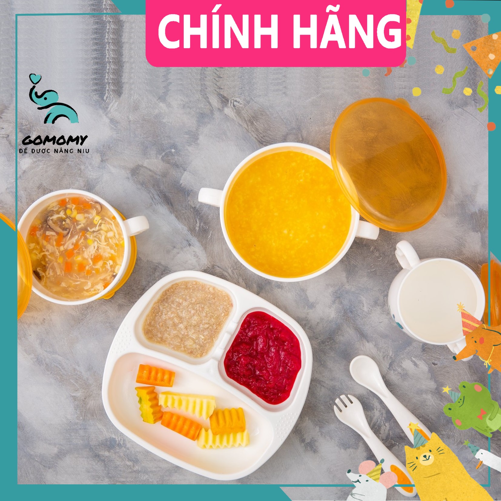 Bộ bát ăn dặm toàn diện 11 chi tiết bonbebe an toàn cho bé
