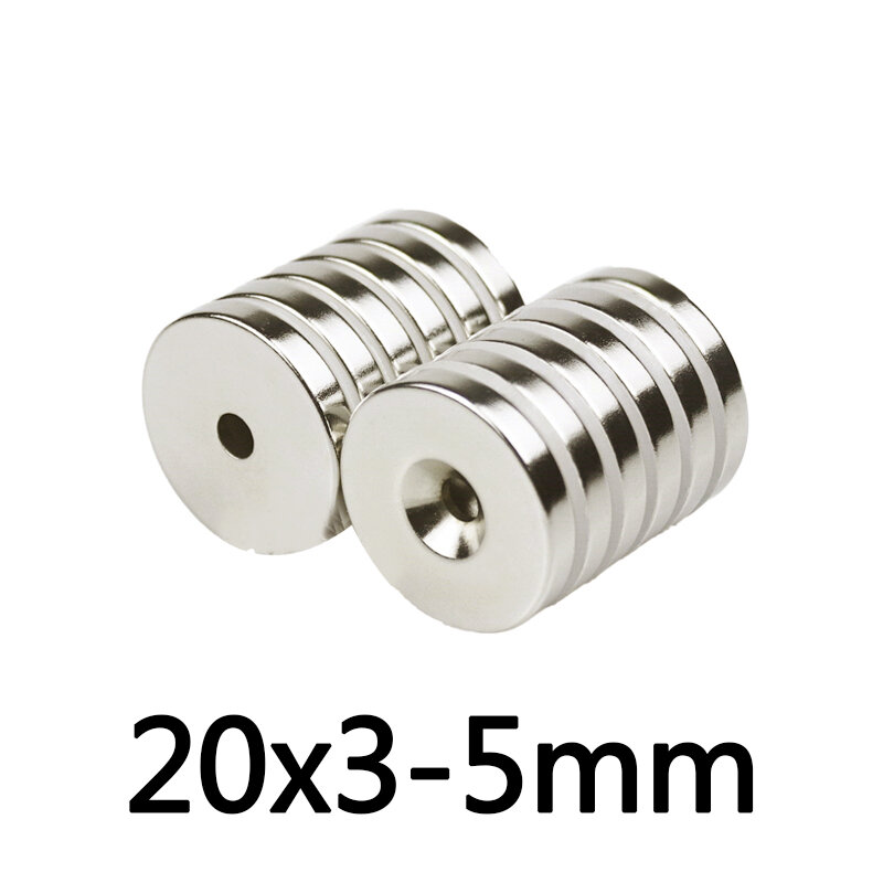Nam châm tròn lỗ trắng đất hiếm D20x3-5mm lực hút siêu mạnh, viên nam châm tròn lỗ 20x3-5 mạ niken, nam châm trắng chuẩn kích thước lực từ N35
