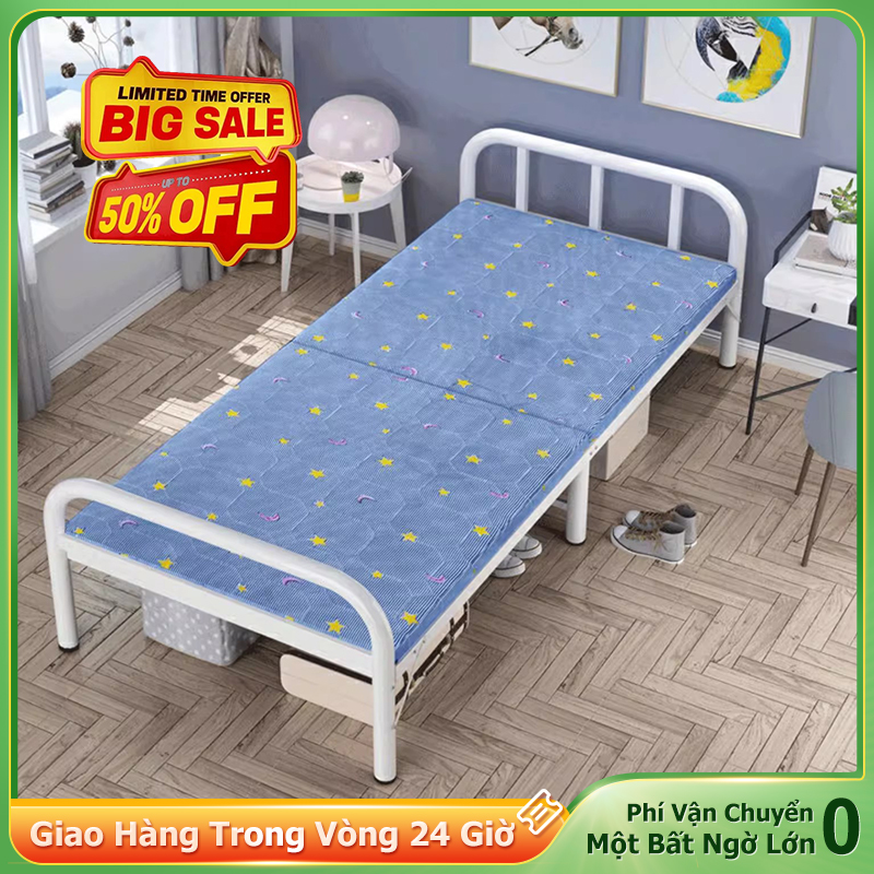 NES Giường gấp gọn văn phòng nằm 2 người, Giường xếp gấp gọn thông minh khung sắt chịu lực 200kg