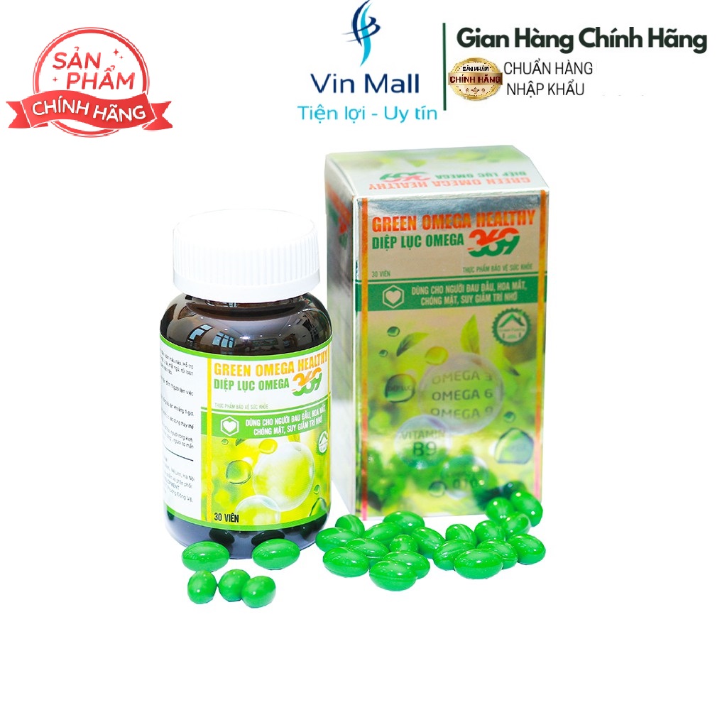 Thực phẩm bảo vệ sức khỏe diệp lục viên omega 369 bổ trí não đẹp da và vóc dáng - mẫu mới