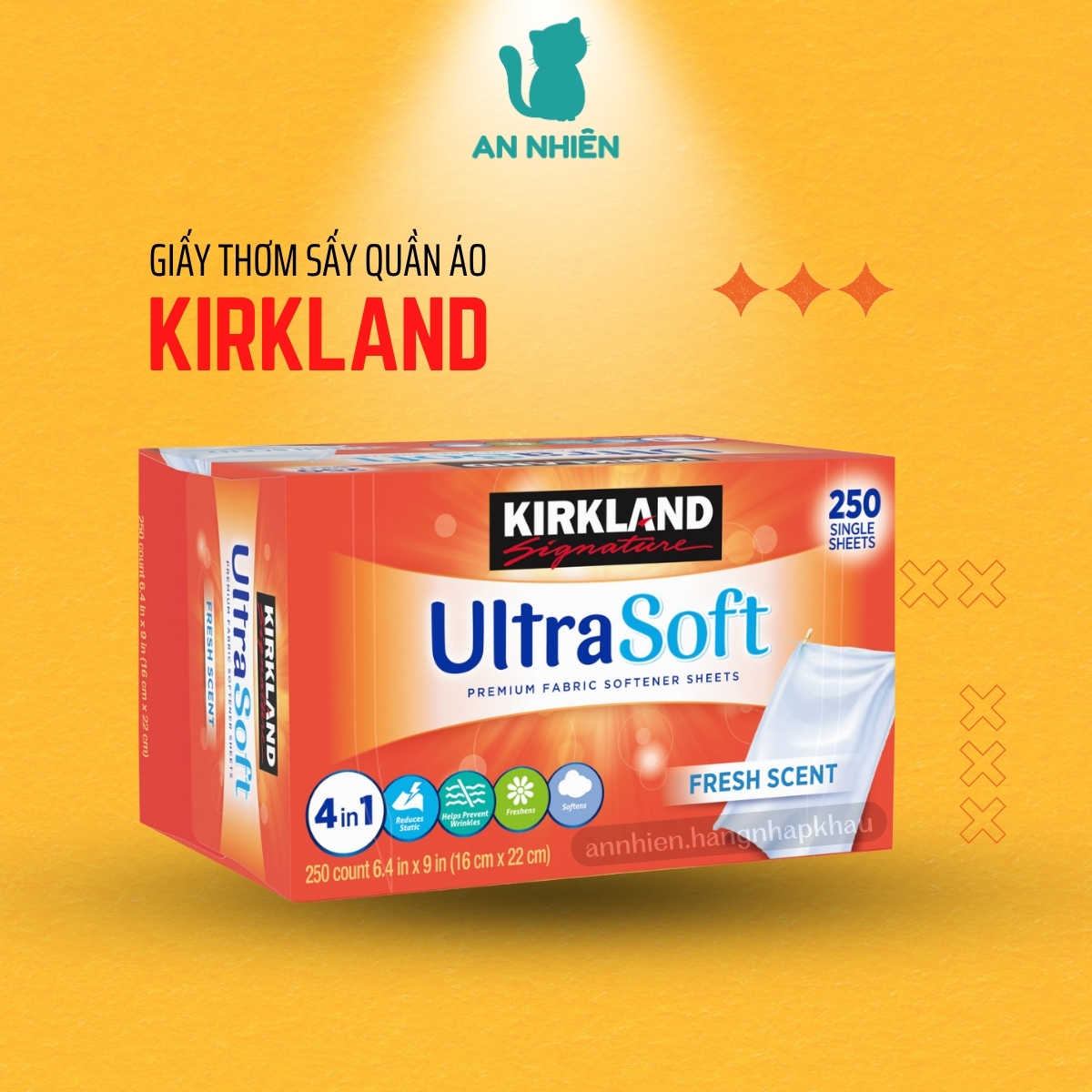  Giấy thơm quần áo Kirkland Ultra Soft tách lẻ 20 - 40 - 60 tờ chống nhăn vải khi sấy đuổi côn trùng hạn chế tĩnh điện vào mùa khô 