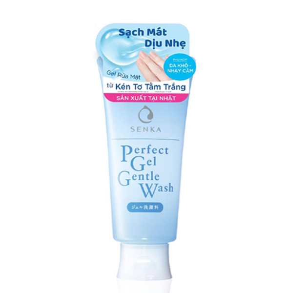 Gel sữa rửa mặt kén tơ tằm trắng senka perfect gel gentle wash