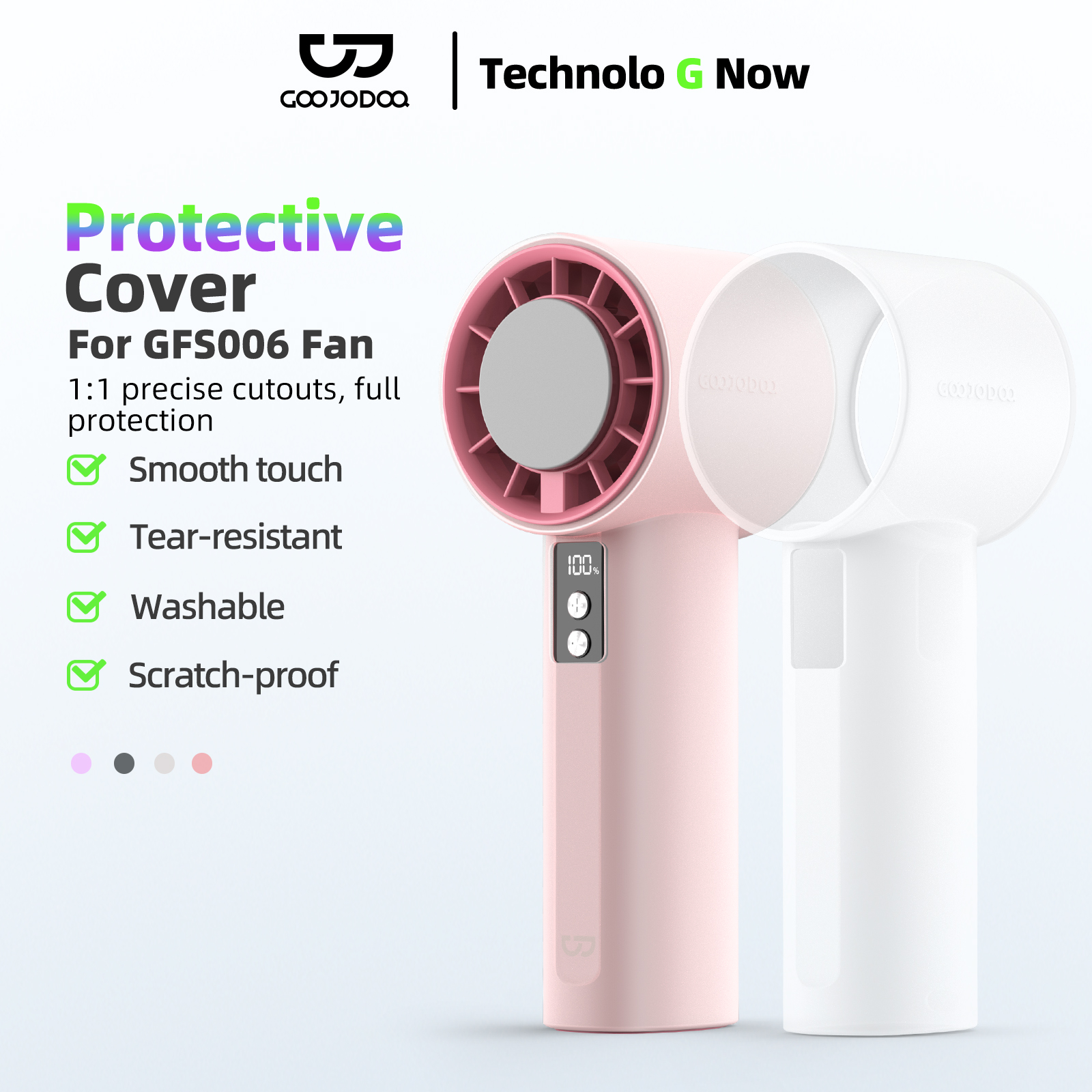 GOOJODOQ GFS006 Ốp bảo vệ quạt Vỏ bảo vệ silicon có thể giặt được Turbo Jet tốc độ cao