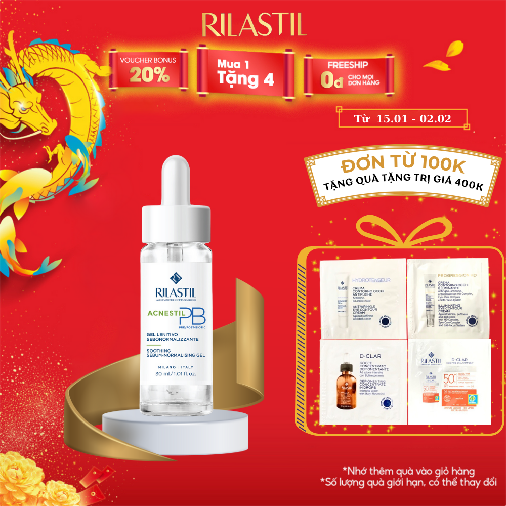 Serum dưỡng ẩm dành cho da mụn Rilastil Acnestil PB Soothing Sebum - Normalising Gel 30ml - Hàng chính hãng