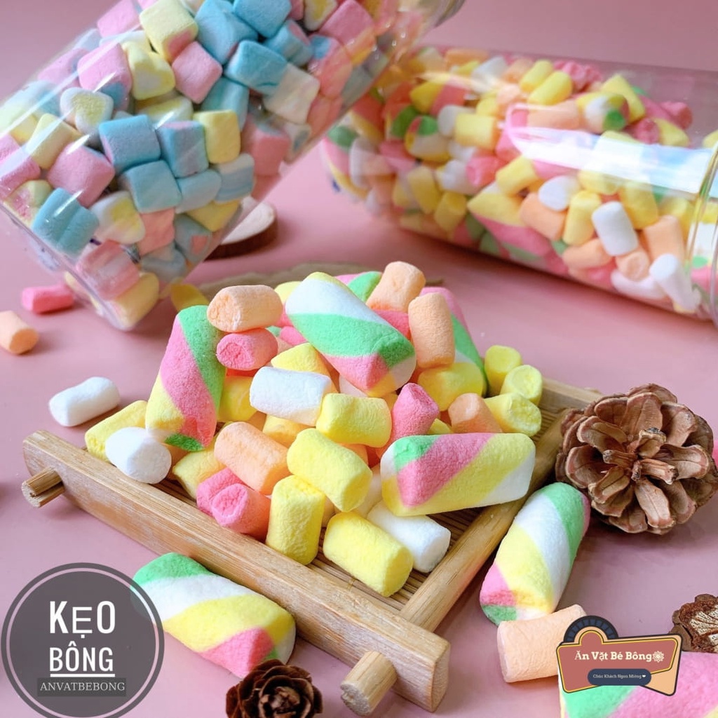 Hộp 250gr Kẹo Bông Sữa Thái Lan, Kẹo xốp bông gòn Marshmaloow Marshies