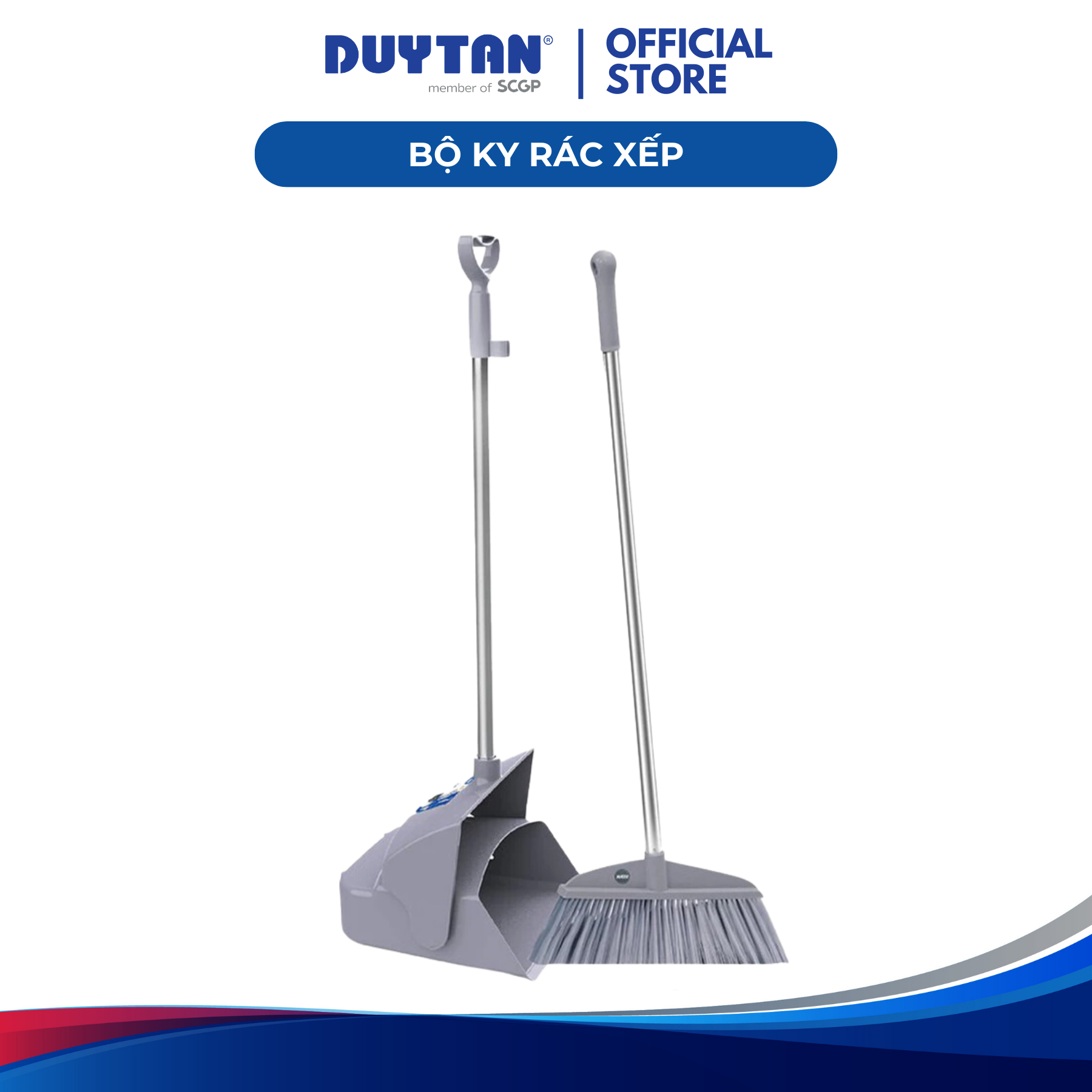 Bộ Ky rác xếp kèm Chổi Quét Nhà Thông Minh, Chổi Quét Nhà, Kèm Hốt Rác Cán Dài Tiện Lợi, có thể gập lại Nhựa Duy Tân