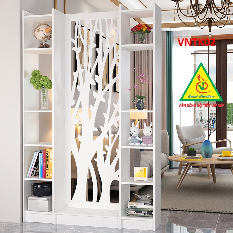 Vách ngăn phòng khách nhà bếp  - Vách ngăn liền kệ VNTK02A- Nội thất lắp ráp Viendong Adv