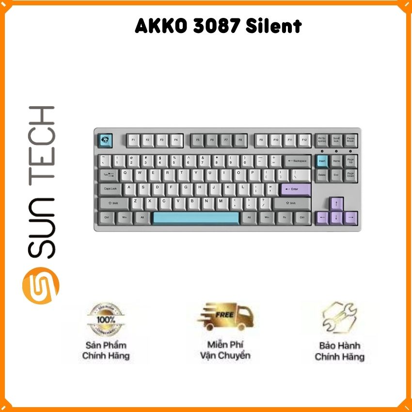 Bàn phím cơ akko 3087 silent -sun tech- sun0060 sản phẩm chính hãng, bảo hành 12 tháng