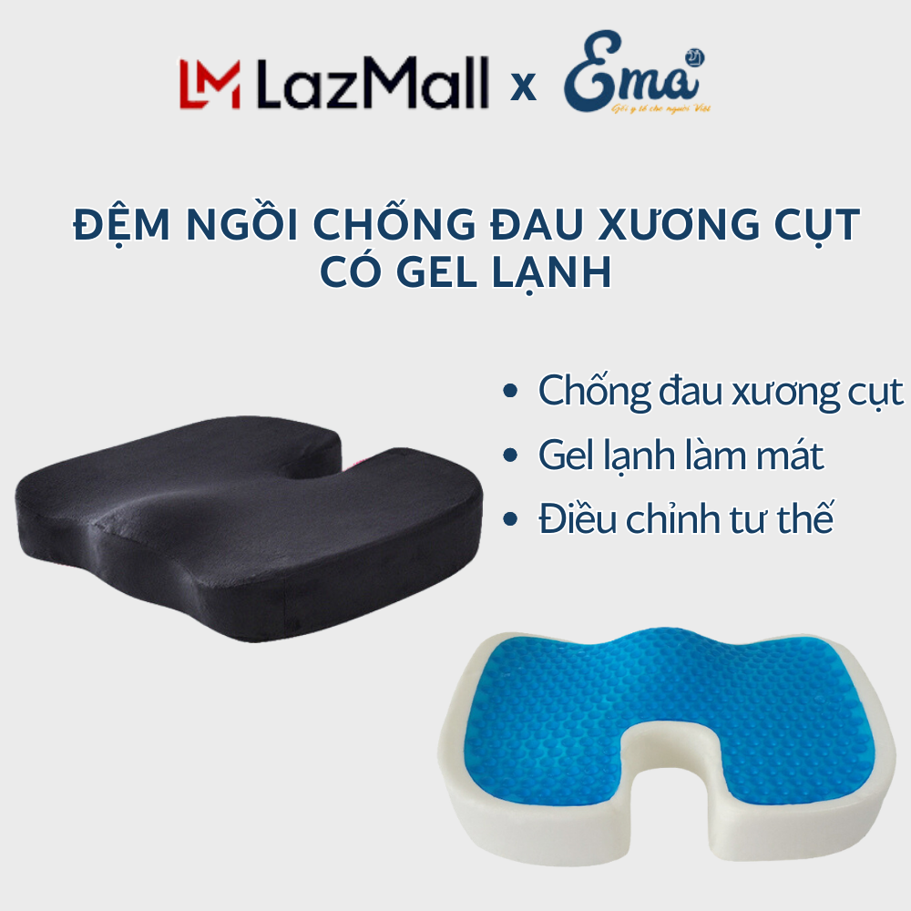 Đệm lót ghế chống đau xương cụt Ema giảm ê mông, thâm mông, xệ mông cho dân văn phòng, lái xe, sinh viên