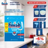 Viên Rửa Chén Bát Hương Chanh Finish Powerball Power Essential Lemon Sparkle - Hộp 100 viên siêu tiết kiệm