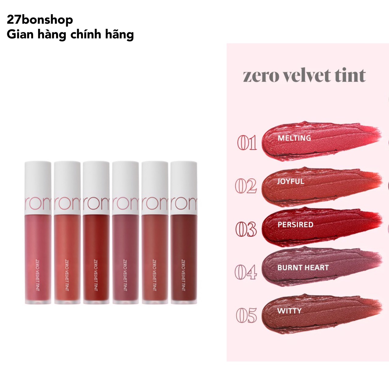 Son Kem Lì Romand Zero Velvet Tint