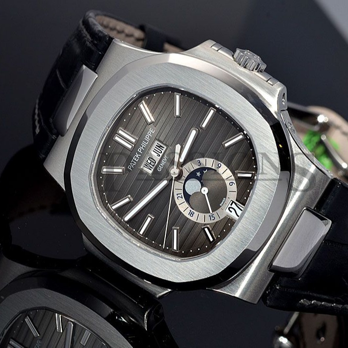 { RẺ VÔ ĐỐI }{ BẢO TÍN ĐỒNG HỒ SHOP SỊN LAZADA } ĐỒNG HỒ PATEK  NAUTILUS NAM AUTOMATIC MẶT TRĂNG DÂY DA + THẺ BẢO HÀNH