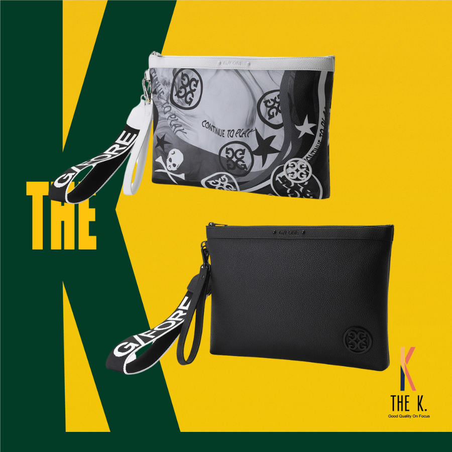 Túi clutch golf da cầm tay phối màu trắng đen thời trang - pouch bag