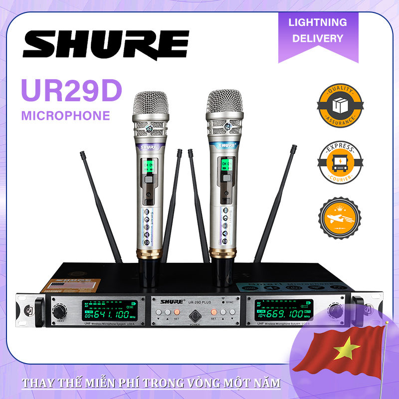 [ MẪU CAO CẤP ] Mua Micro Shure Ur-29d Plus Chính Hãng Bản 4 Râu Dòng Mới Nhất, Giá Tốt, Bảo Hành Uy Tín, Độ Nhạy Cao, Bắt Mic Tốt, Dễ Hát, Tín Hiệu Âm Thanh Ổn Định, Sử Dụng Cho Karaoke Gia Đình, Kinh Doanh, Sân Khấu, Hội Trường.