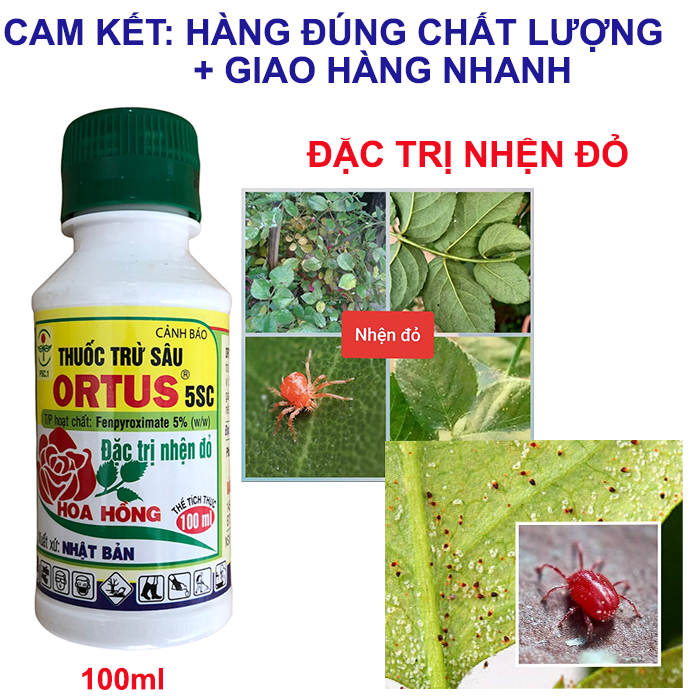 Đặc hiệu trừ nhện đỏ Ortus 100ml; trừ nhện đỏ trên hoa hồng; trừ nhện đỏ đã kháng; chế phẩm mát không lo nóng cây; thuốc trừ nhện đỏ hoa hồng