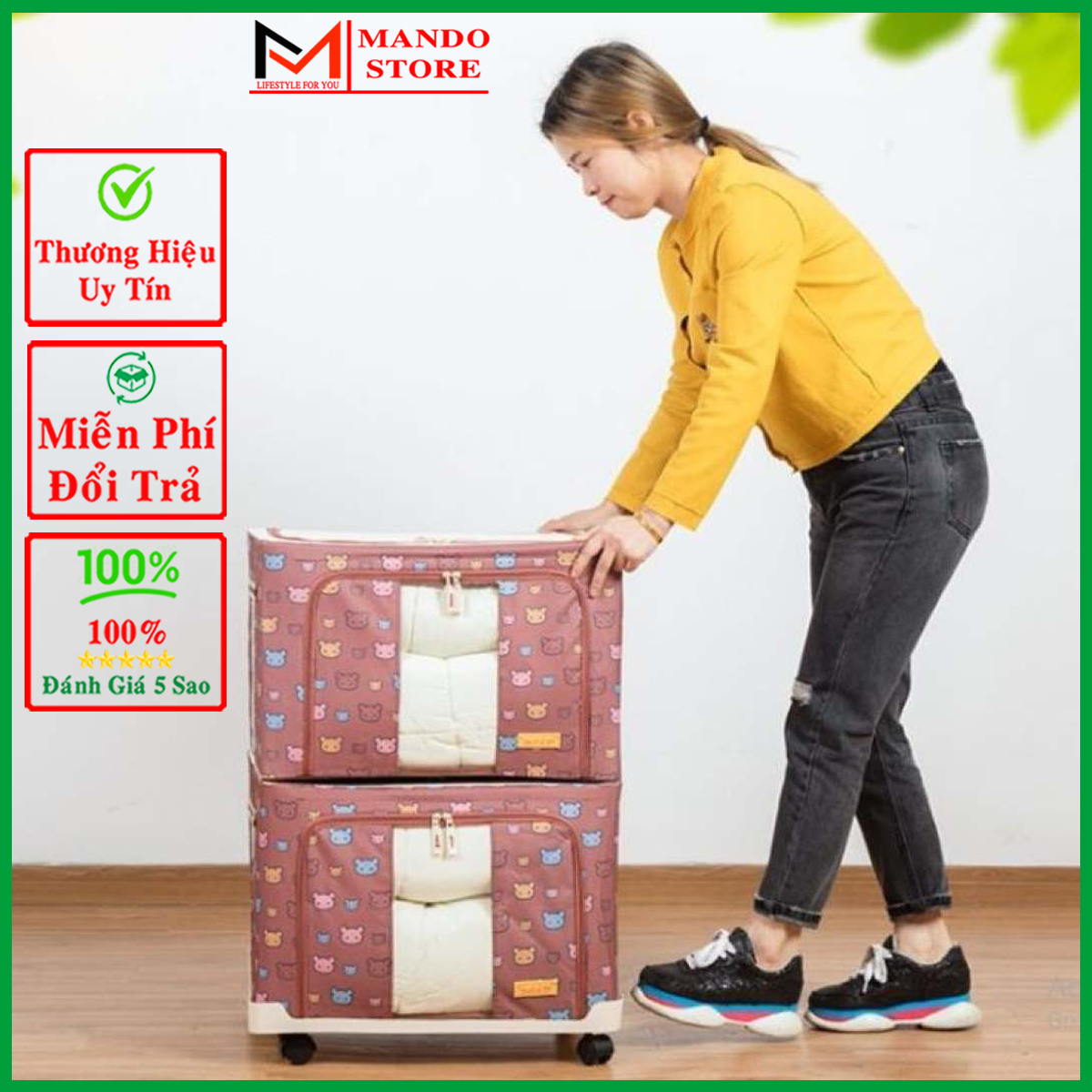 [Sale Giảm Sốc] Bộ 2 Túi Đựng Chăn Màn Khung Sắt Chọn Màu - Túi Đựng Quần Áo Khung Sắt Gấp Gọn Cao Cấp - Chọn Màu