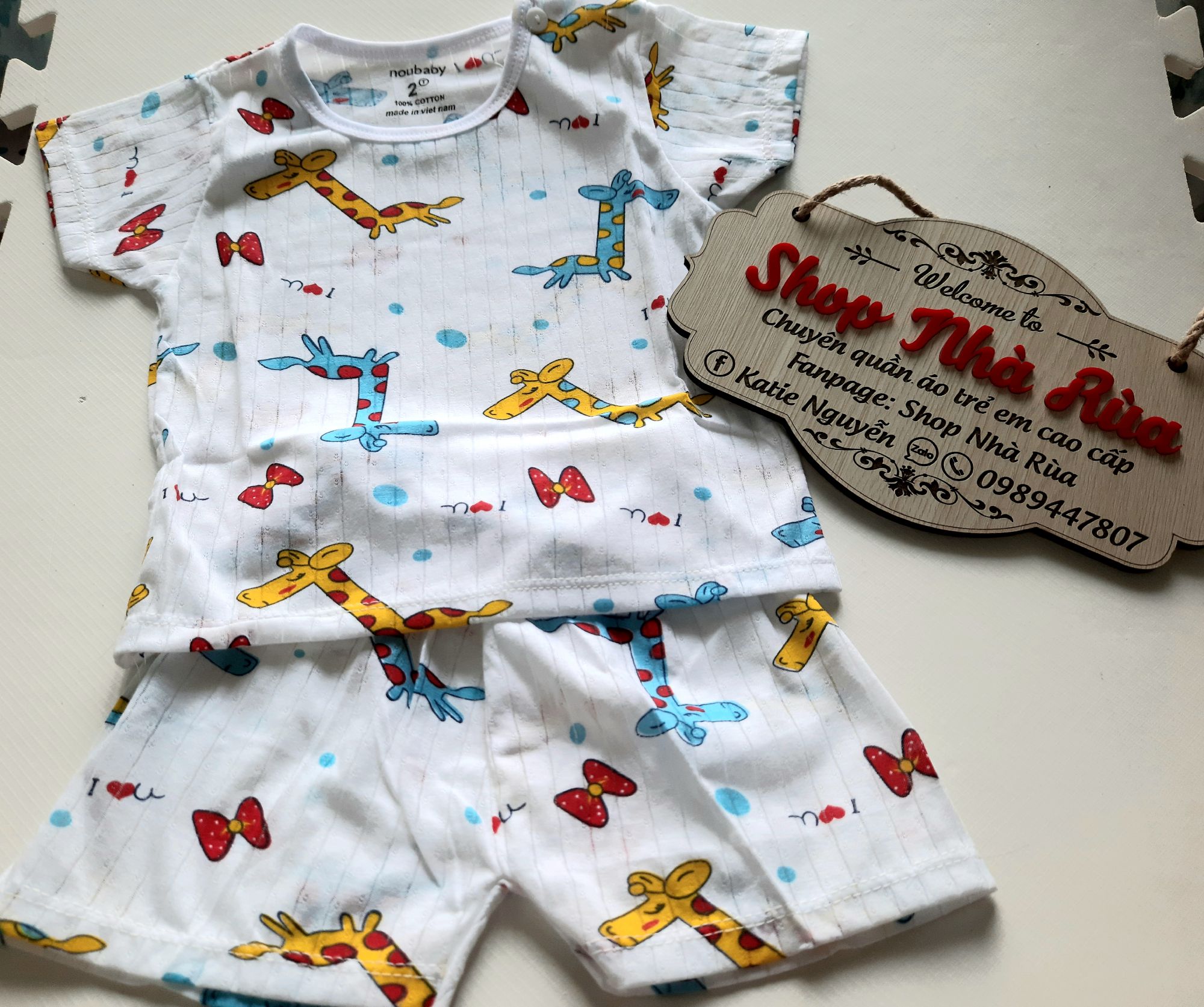 Bộ cotton giấy Noubaby cho bé trai và bé gái hàng QC đẹp