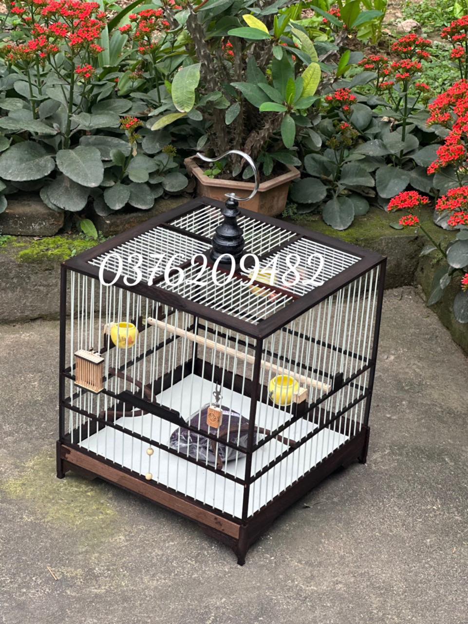 Khung lồng chào mào khung gỗ mun đuôi công nan cáp quang