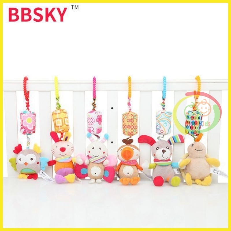 Đồ Chơi Treo Cũi Nôi Xe Đẩy Thú Bông Kích Thích Thị Giác Có Xúc Xắc Lục Lạc Cho Bé BBSKY Minakids TN15