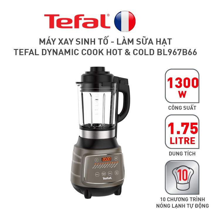 Máy làm sữa hạt, xay sinh tố và nấu đa năng tefal bl967b66 công suất 1300w dung tích 1.75l bảo hành 2 năm