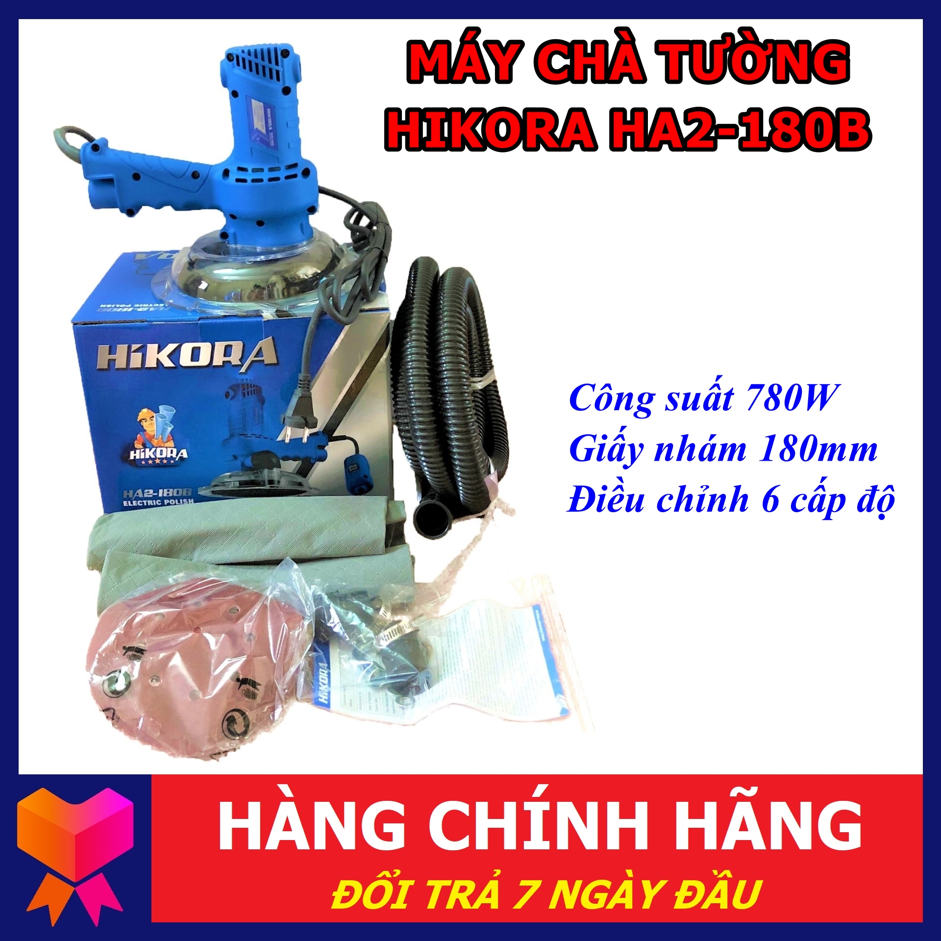 Máy chà tường làm sơn bả hikora ha2-180b - chuyên dụng cho thợ sơn tường - bảo hành chính hãng 6 tháng