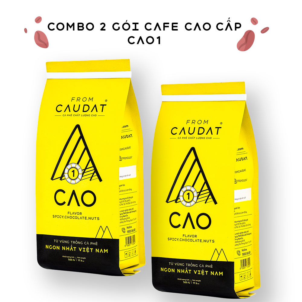 Cao1 combo 2 gói 500gr cà phê đặc sản nguyên chất 50% robusta 50% arabica cầu đất hương vị hài hoà