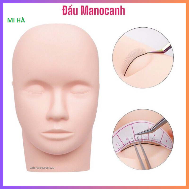 Đầu Canh Bằng Silicon,Dành Cho Người Mới Học Nối Mi,Phun Xăm_Đầu Manocanh Mềm Học Làm Masage, Bấm Huyệt, Phun Xăm_Đầu Canh Học Nối Mi
