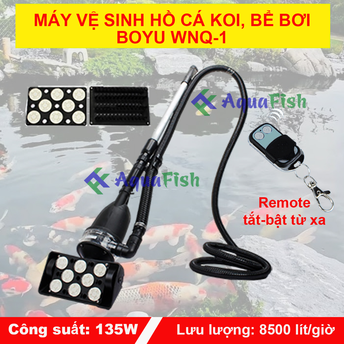 Máy hút đáy vệ sinh hồ cá koi, bể bơi Boyu WNQ-1 (lực hút mạnh, sạch sẽ, bền bỉ)