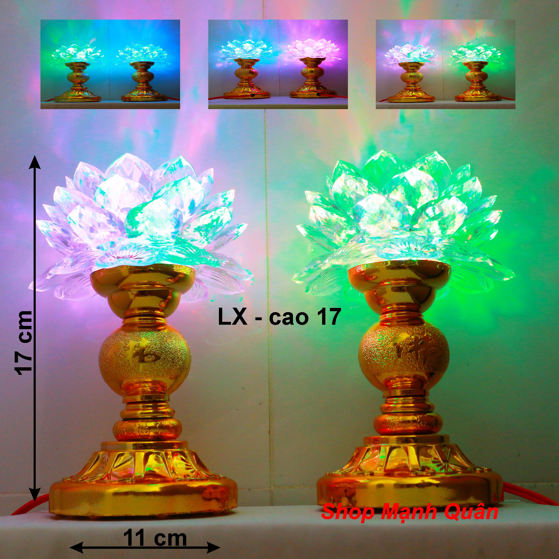 Đèn thờ cúng hoa sen đổi màu bóng led rất đẹp - đèn thờ cúng - đèn trang trí bàn thờ