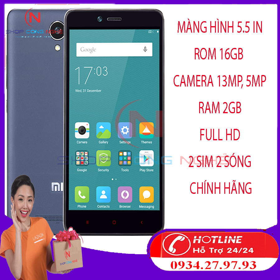 [HCM][ĐIỆN THOẠI CẢM ỨNG] Xiaomi Redmi Note 2 Ram 2GB Bộ nhớ 16GB  5.5 inches 2 SIM 2 SÓNG giá siêu rẻ BẢO HÀNH 1 NĂM