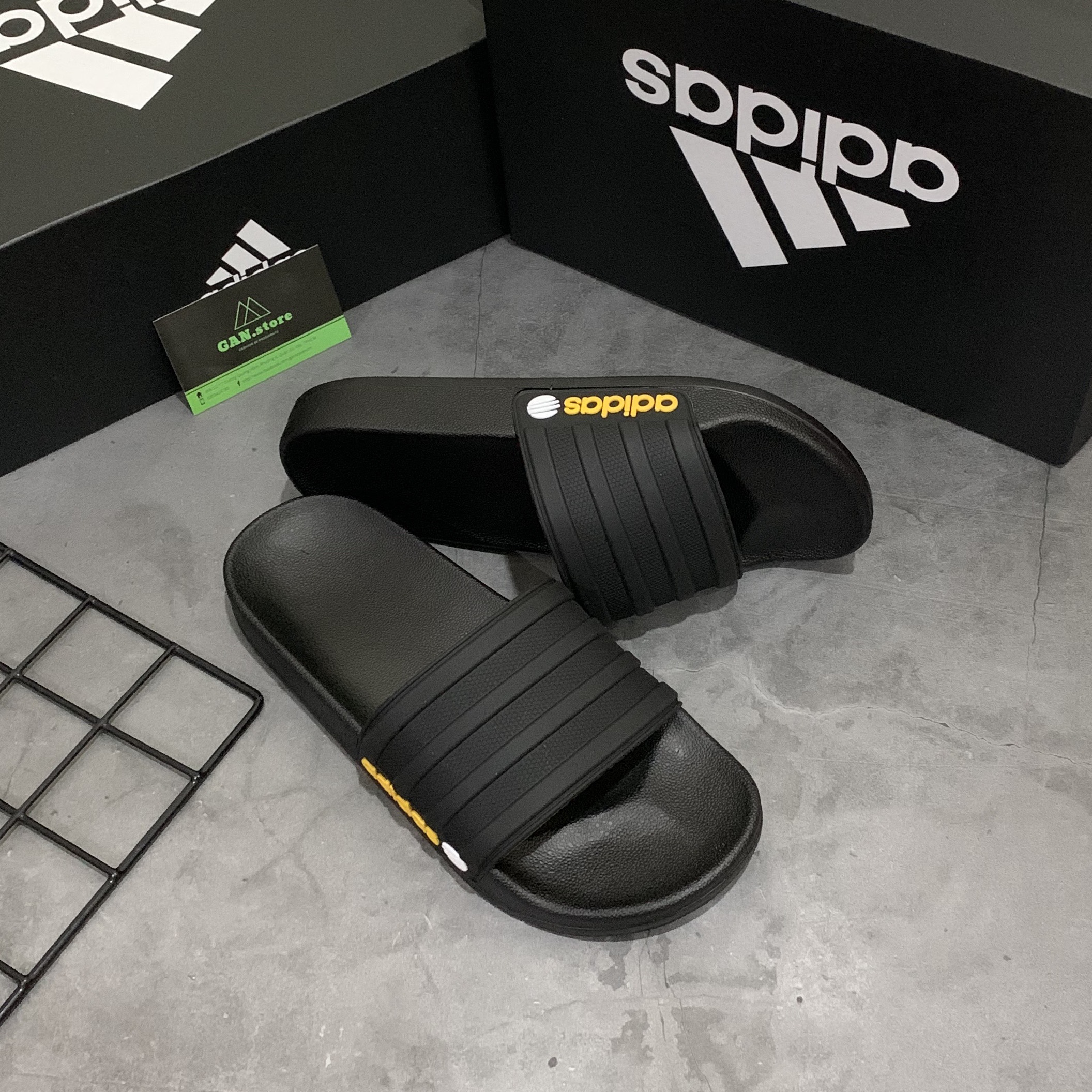 Dép adidas bánh mì adilette đen - dép full box