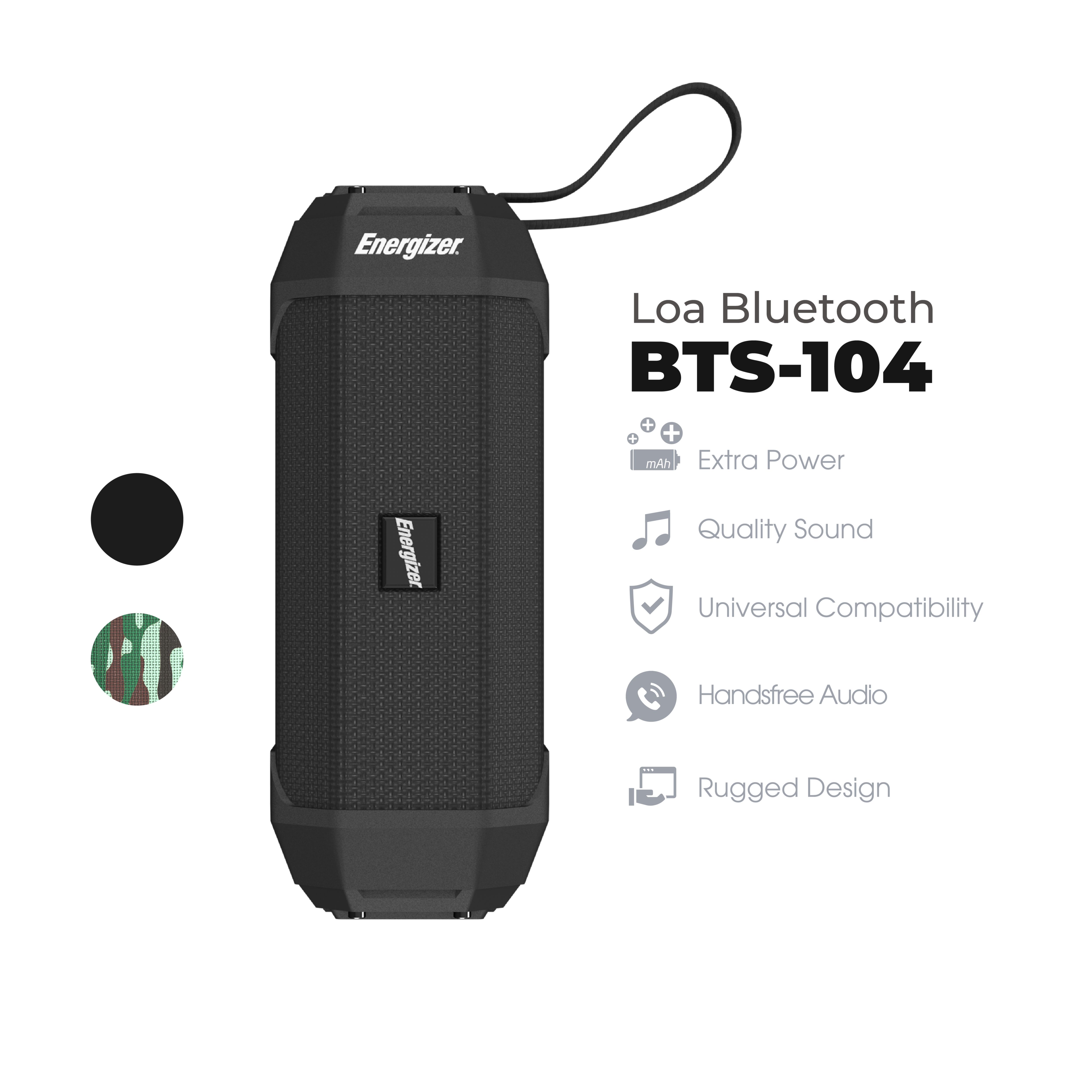 Loa Bluetooth Energizer BTS-104 kiêm sạc dự phòng - Hàng chính hãng