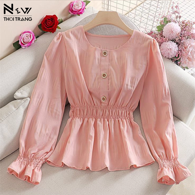 Áo Kiểu Tơ Voan Xếp Ly - New Thoi Trang