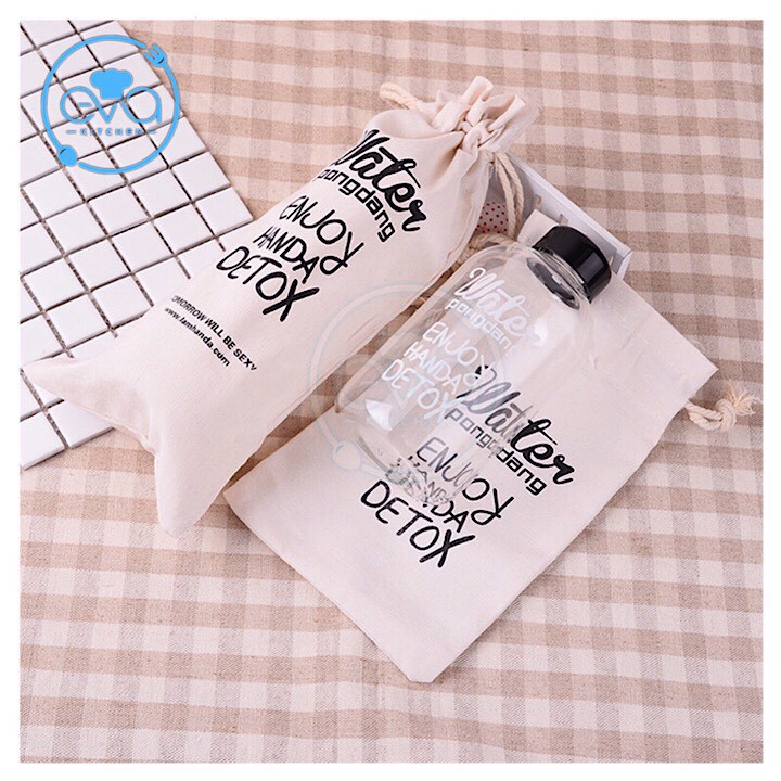 Túi Vải Dùng Đựng Bình Nước Detox 600 Ml