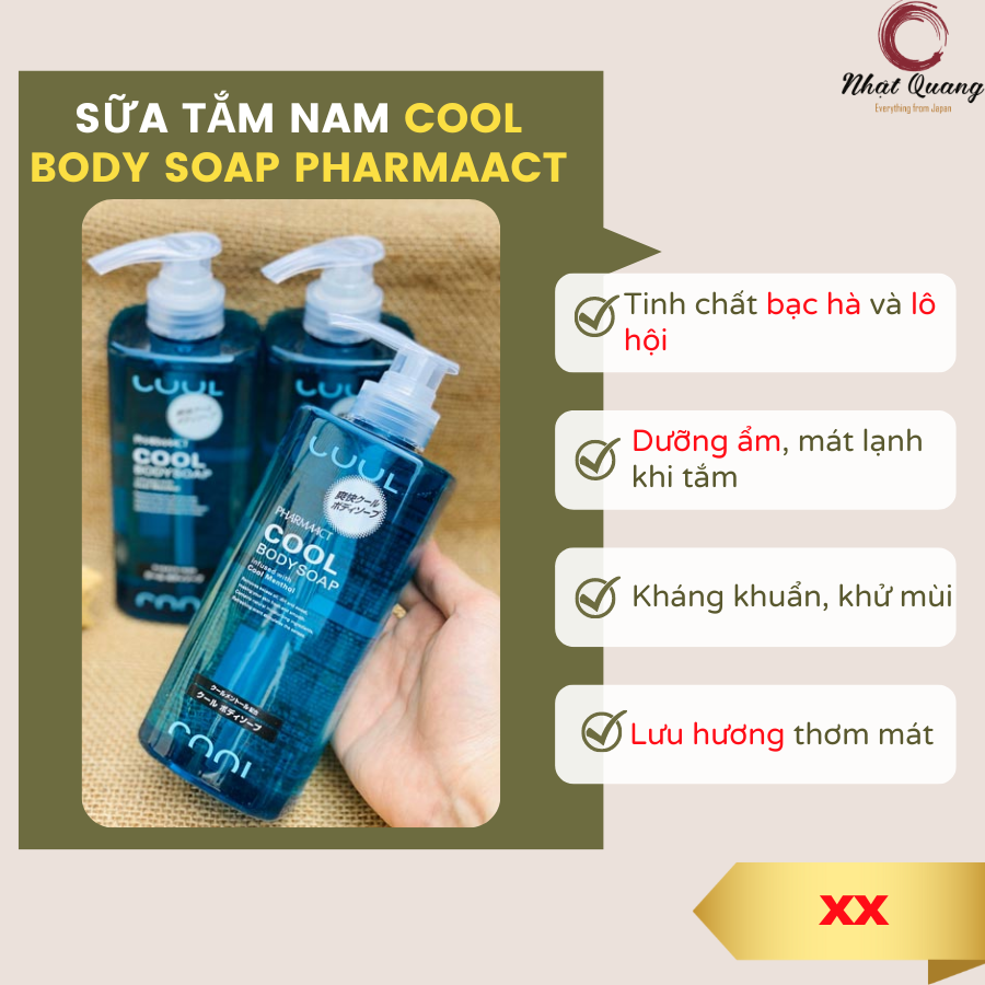 Sữa tắm nam Cool Body Soap Pharmaact 600ml - HÀNG NHẬT NỘI ĐỊA