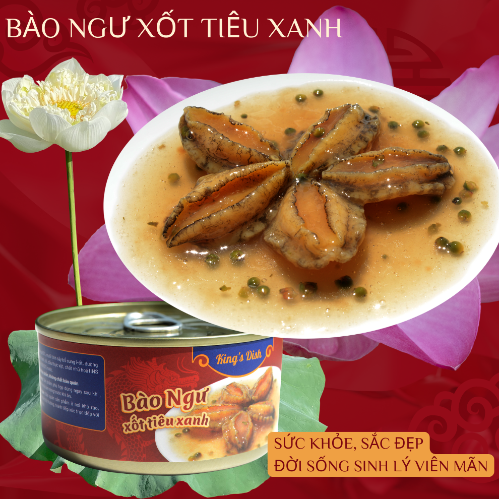 Bào Ngư Hàn Quốc Xốt Tiêu Xanh KING'S DISH 200g Ăn Liền - Mua 5 tặng 3 Pate gan gà - Đặc Sản Hoàng Gia