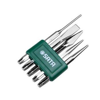 Bộ sủi 5 chi tiết: mũi đột mũi đục mũi đột dàimũi đục bán nguyệt mũi đục bằng Chất liệu: thép crom 09161 Sata