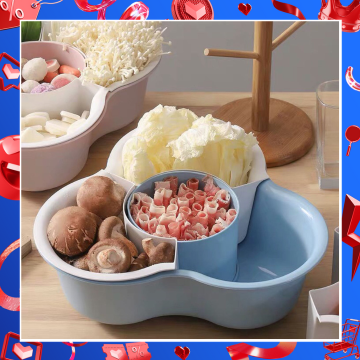 [ HÀNG MỚI ] Bộ rổ nhựa đựng rau củ nhiều ngăn gồm 1 rổ và 1 chậu