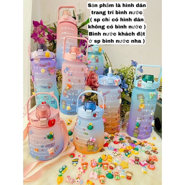 Combo hình dán 2D và 3D hình dán nổi dán bình nước cute